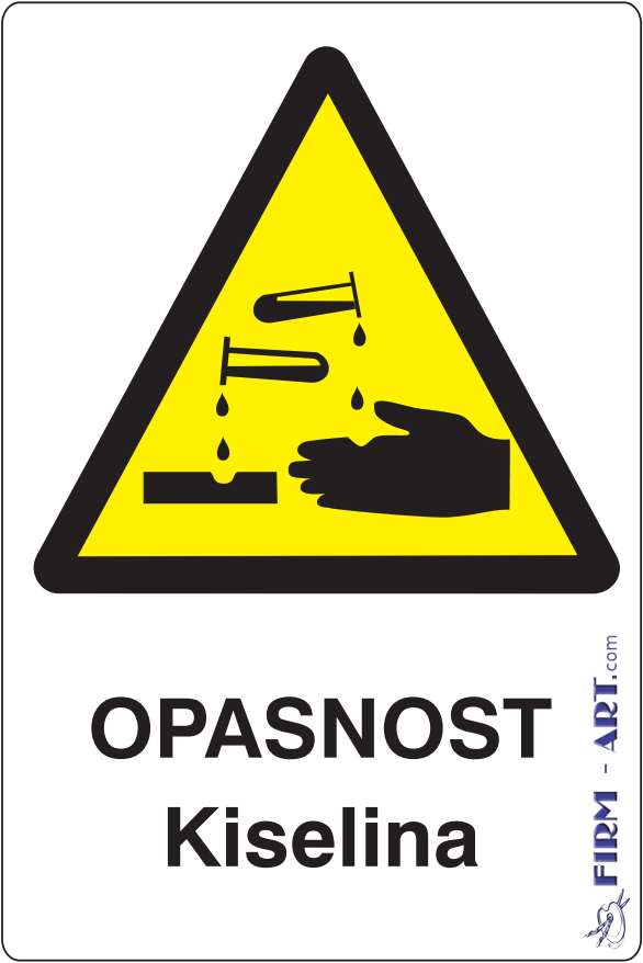 Znaci opasnosti - OPASNOST Kiselina (Sito štampa firm-art.com) 